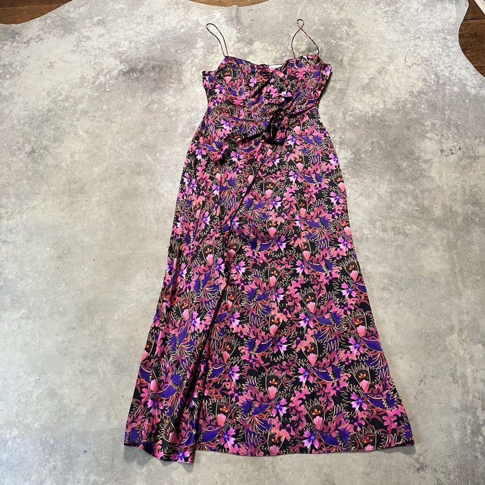 Saloni Dress Womens‎ 6 Penelope B Canopy Silk Floral Strappy Long Midi